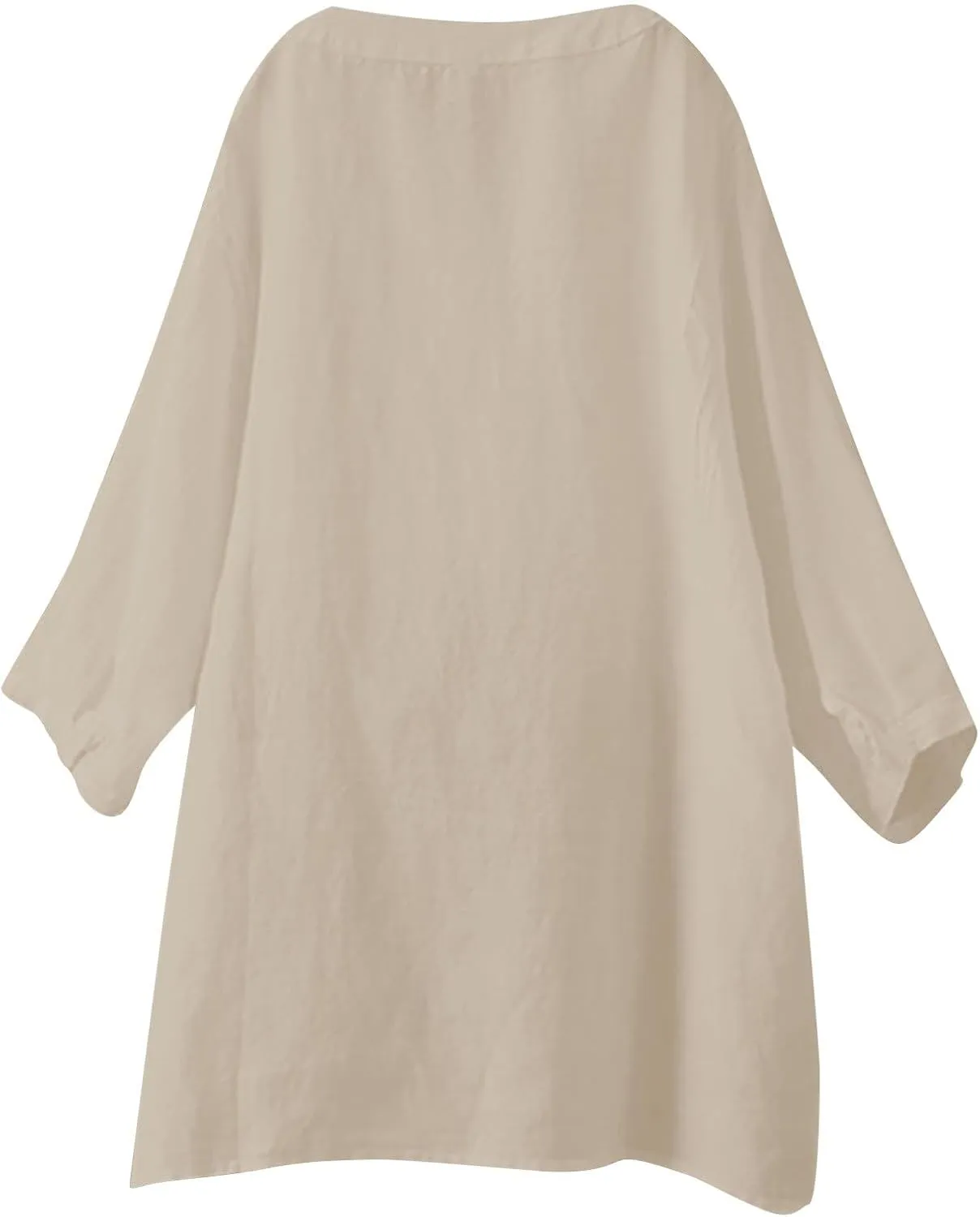 Linen Shirts for Women Womens Tops 3/4 Sleeve Button Down Shirts V Neck Solid Casual Tunic Blouses with Pocket
