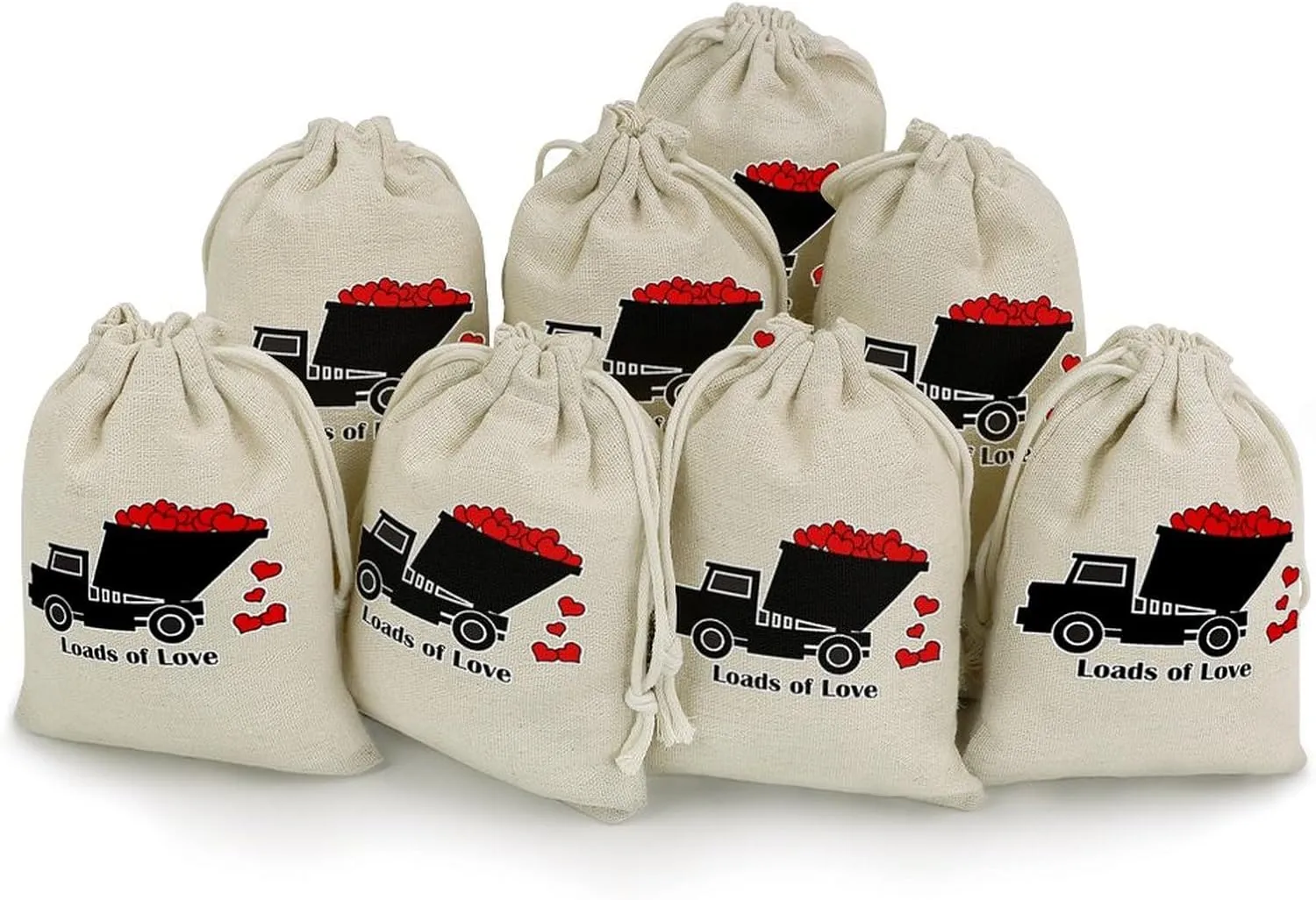 Loads of Love Cute Tag Drawstring Gift Bags 8 Sets Pockets DIY Jewelry Storage Pouches Wedding Party, style