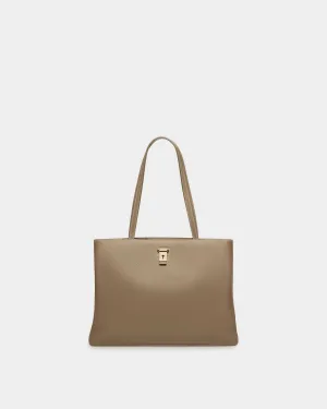 Lock Me Tote Bag In Light Brown Leather