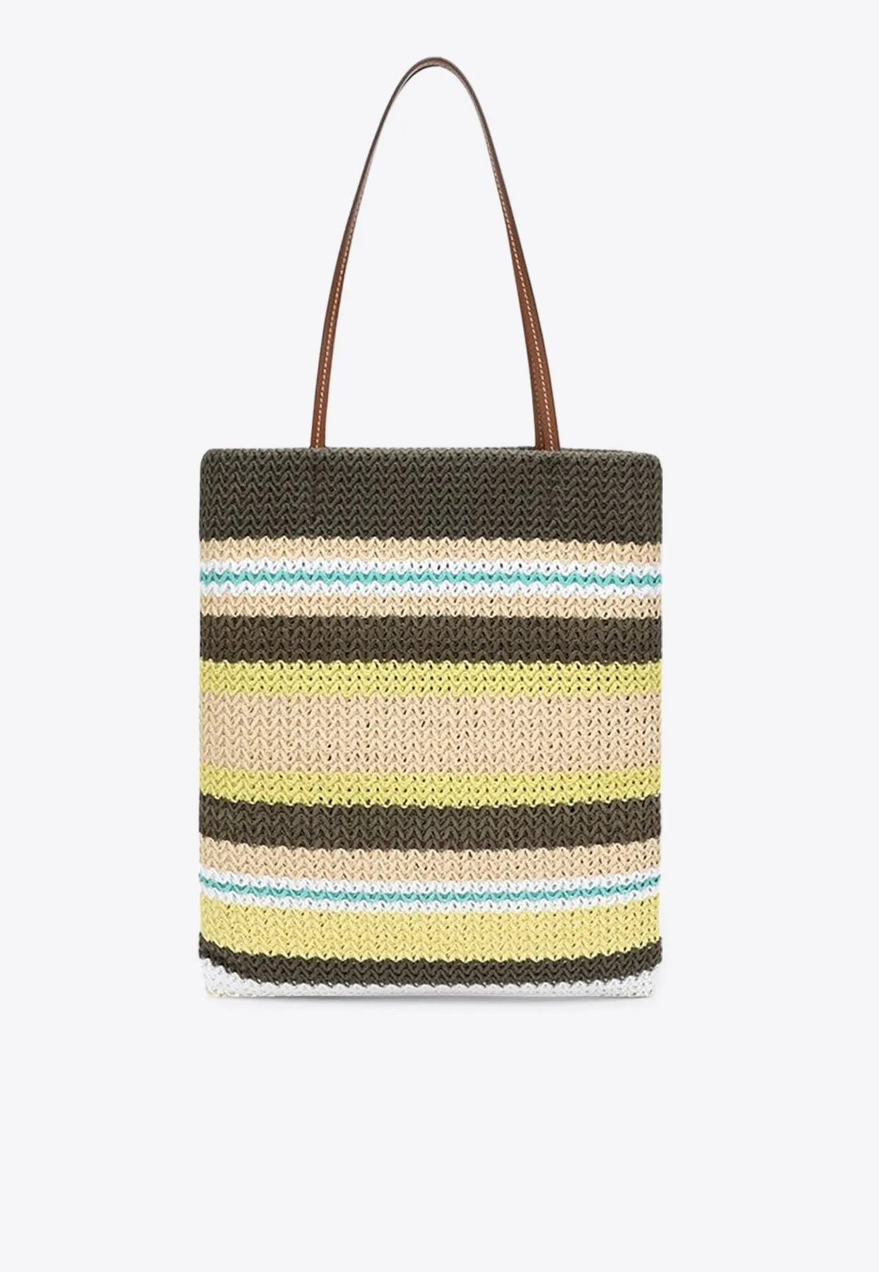 Logo Knitted Raffia Tote Bag