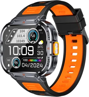 Loluka Big Screen Smart Watch for Men, 2.0'' HD Military Smartwatch with LED Flashlight 5ATM Waterproof Rugged Tactical Fitness Tracker (Answer/Make Calls)