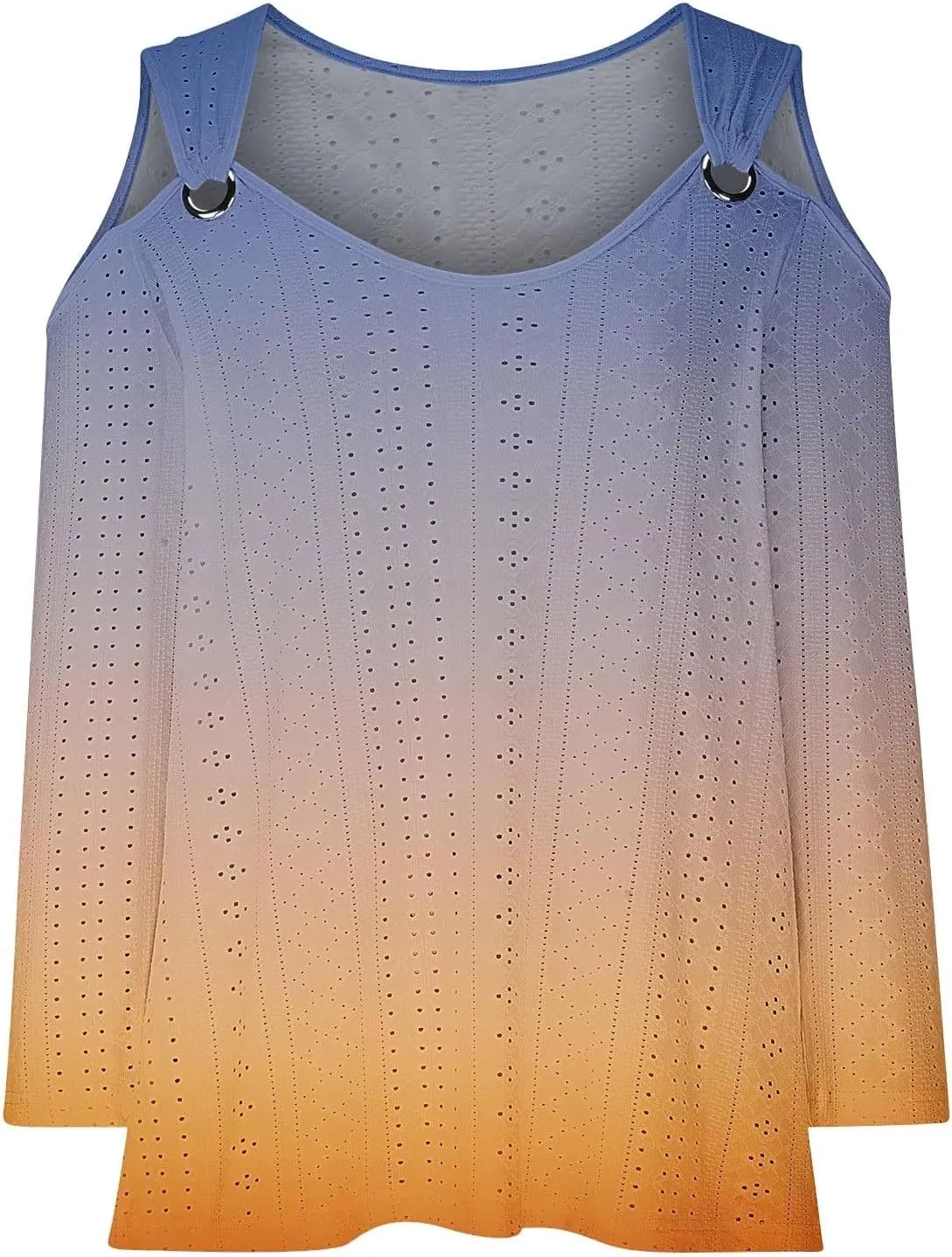 Long Shirts for Women Gradient Eyelet Cold Shoulder Crew Neck Fall Tee Shirts for Women 2024 Going Out Tops Casual