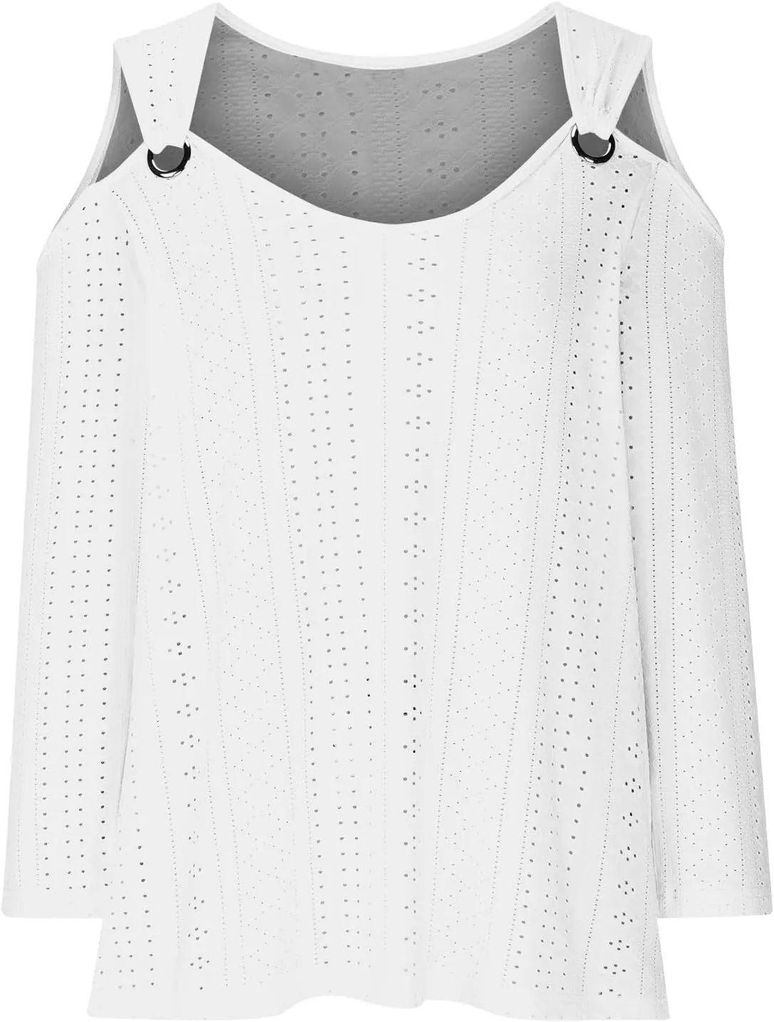 Long Shirts for Women Gradient Eyelet Cold Shoulder Crew Neck Fall Tee Shirts for Women 2024 Going Out Tops Casual