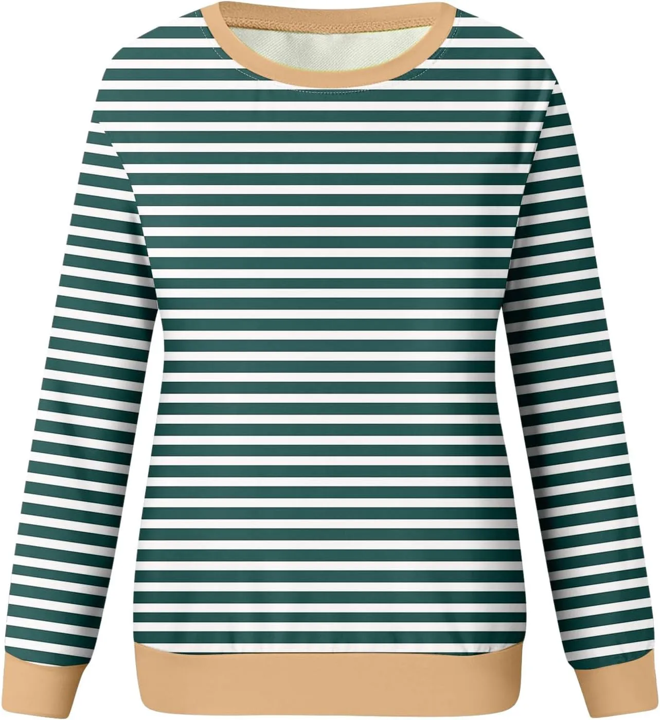 Long Sleeve T Shirts for Women Crewneck Causal Striped Blouse Tops Fall Fashion Vacation Pullover Ladies Clothes 2024