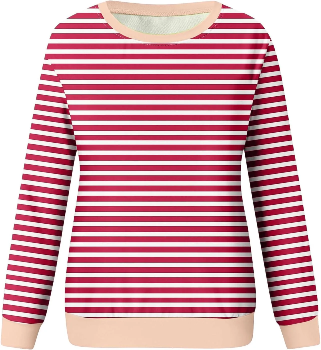 Long Sleeve T Shirts for Women Crewneck Causal Striped Blouse Tops Fall Fashion Vacation Pullover Ladies Clothes 2024