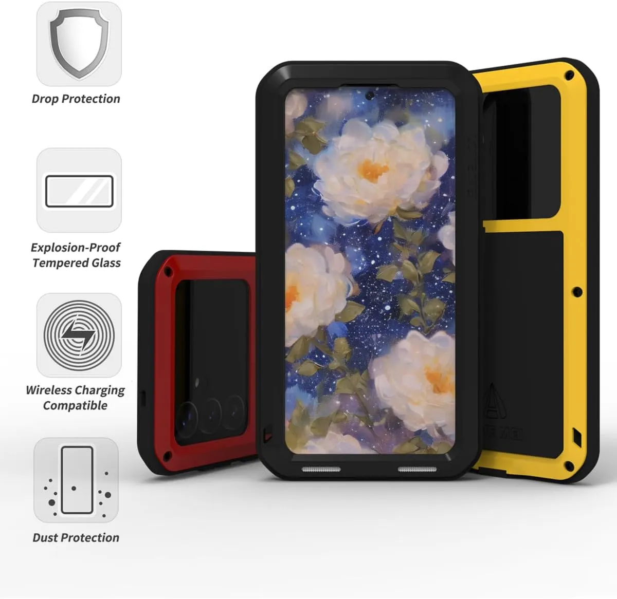 LOVE MEI Compatible with Samsung Galaxy S25 Case, Outdoor Sports Military Heavy Duty Shockproof Dustproof Hybrid Aluminum Metal Silicone Tempered Glass Hard Cover (Black)