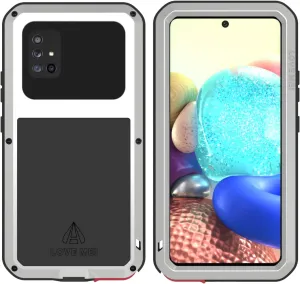 LOVE MEI Military Rugged Case For Samsung Galaxy A71 5G, with Tempered Glass Screen Protector, Shockproof Dustproof Scratch Proof Hybrid Metal and Silicone Gel Heavy Duty Full Body Cover for A71 5G