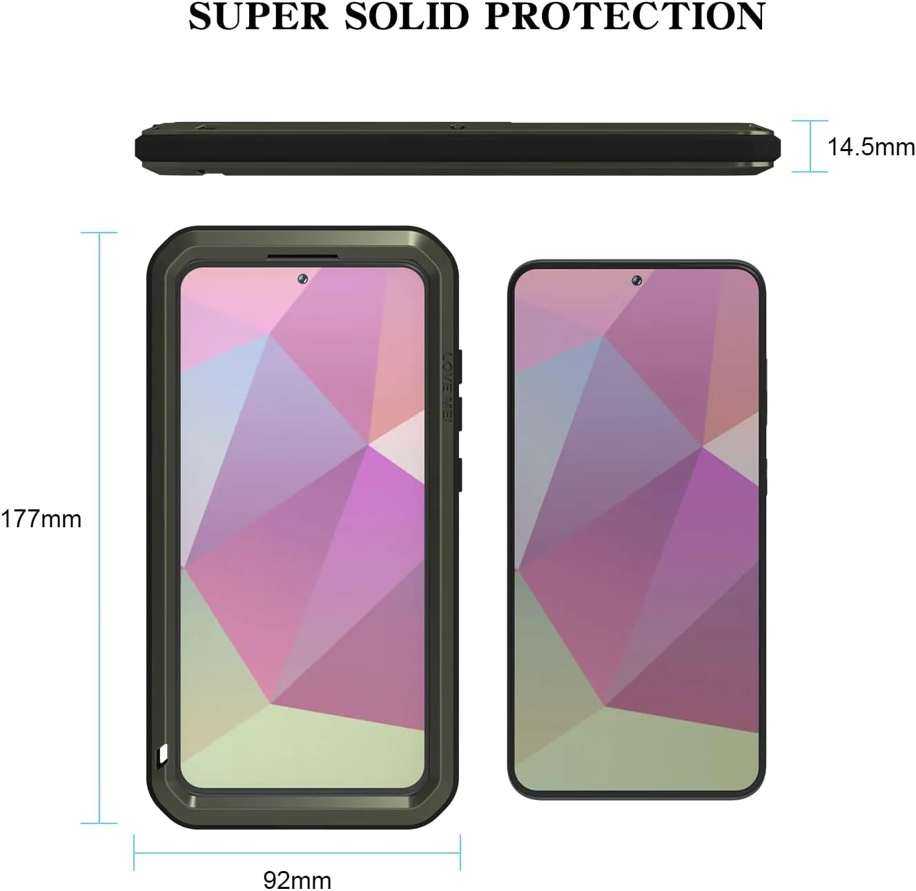 LOVE MEI Military Rugged Case for Samsung Galaxy S24 Plus, with Tempered Glass Screen Protector, Shockproof Dustproof Scratch Proof Hybrid Metal and Silicone Gel Heavy Duty Full Body Cover Silver