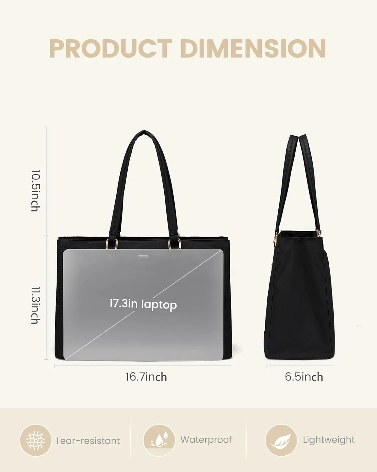 LOVEVOOK Laptop Tote Bag for Women Work, 17.3inch Work Teacher Tote Bag, Large Capacity Computer Briefcase Bags Shoulder Bag for Office Travel