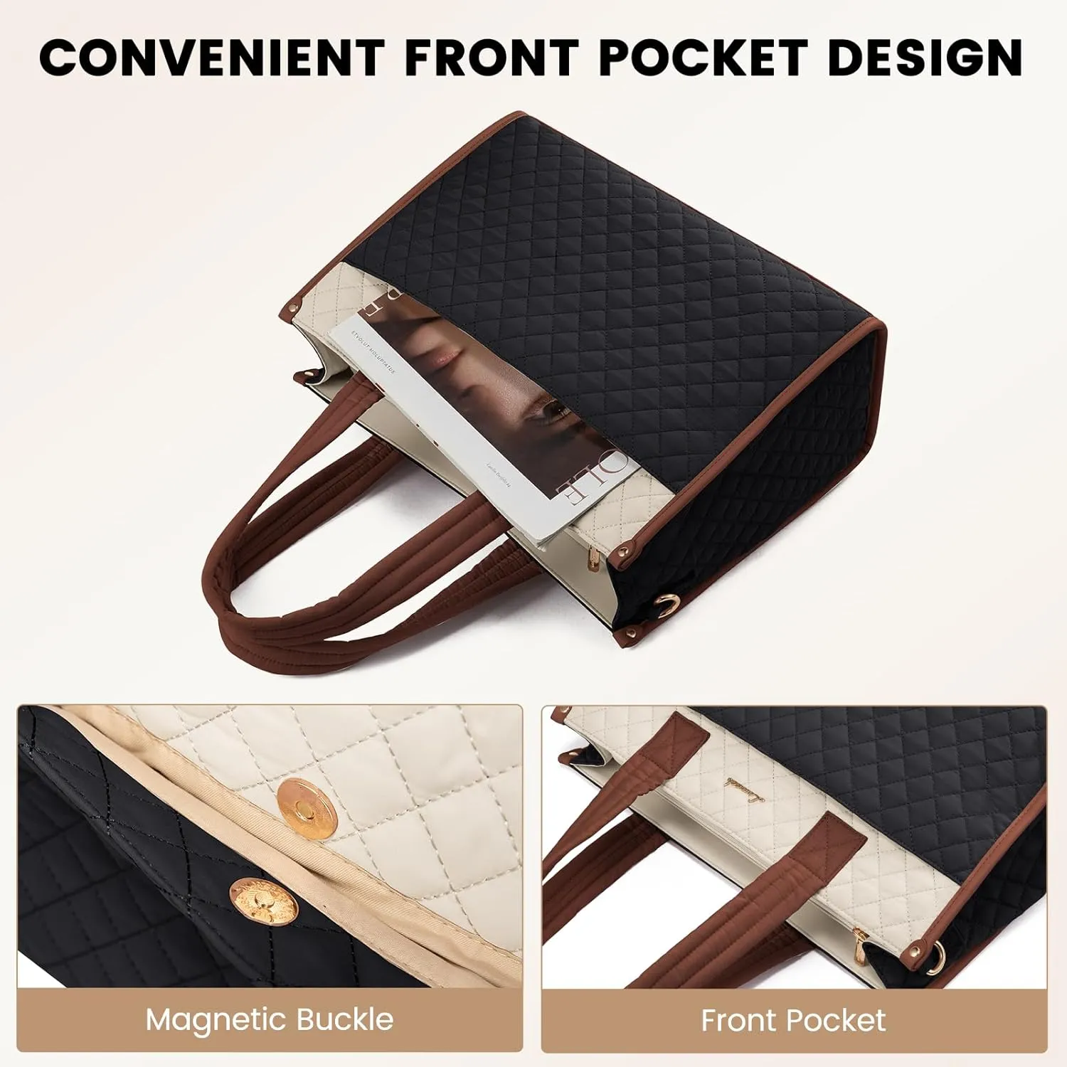 LOVEVOOK Laptop Tote for 17.3inch laptops - Quilted Women's Professional Teacher Business Bag - Lightweight Shoulder, Travel Bag