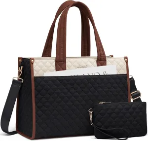 LOVEVOOK Laptop Tote for 17.3inch laptops - Quilted Women's Professional Teacher Business Bag - Lightweight Shoulder, Travel Bag
