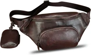 LRTO Genuine Leather Waist Bag Hip Bag Fanny Packs for Women and Men Real Leather Fanny Bag Sling Bag Crossbody Bags Chest Purses (Coffee), LRTO-77481