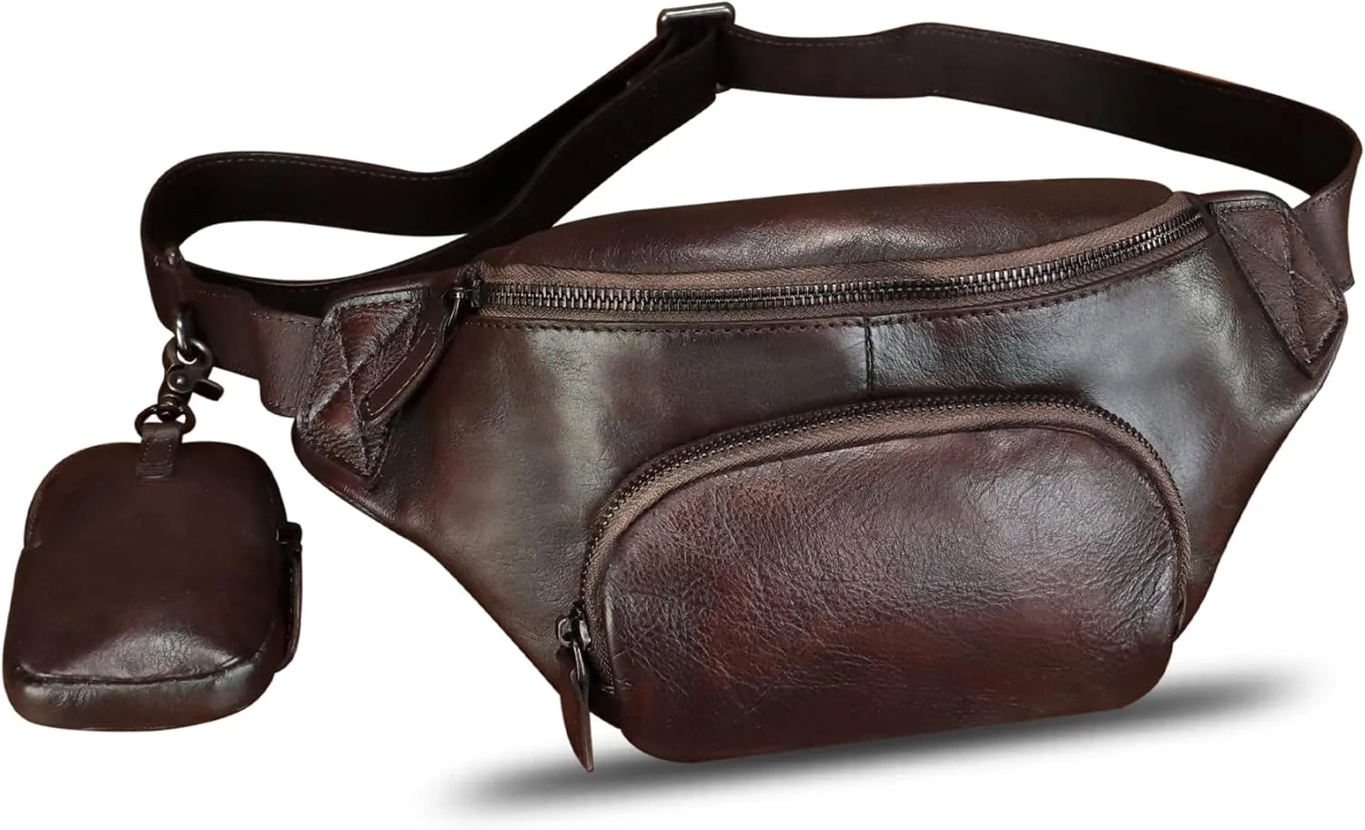 LRTO Genuine Leather Waist Bag Hip Bag Fanny Packs for Women and Men Real Leather Fanny Bag Sling Bag Crossbody Bags Chest Purses (Coffee), LRTO-77481