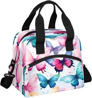 Lunch Bag Women Flock of Butterflies Insulated Lunch Bag Men Lunch Box Waterproof Thermal Cooler Tote Bags with Shoulder Strap Butterfly Lunch Tote Bag for Work, Picnic, Travel for Adult