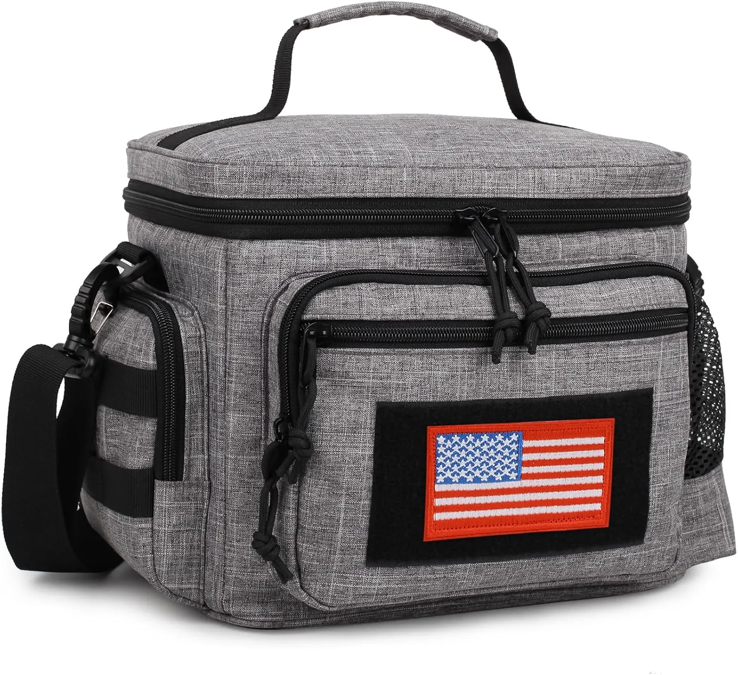 Lunch Box for Men, Tactical Lunch Bag MOLLE Webbing Leakproof Insulated Lunch Cooler Women Adult Meal with Adjustable Shoulder Strap Lunch Pail (Gery)
