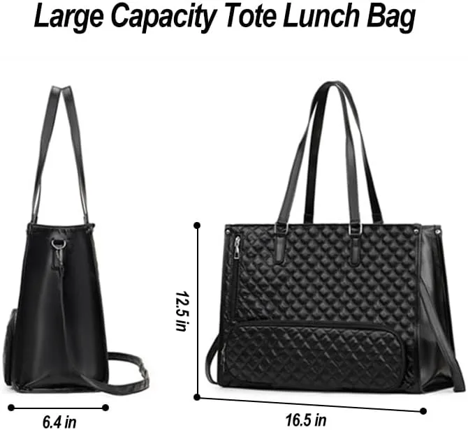 Lunch Tote Bag for Women,2 in 1 Bags Combo,Tote Work Bags with Insulated Lunch Compartment,15.6 Inch Large Capacity Laptop Bag Computer Handbag