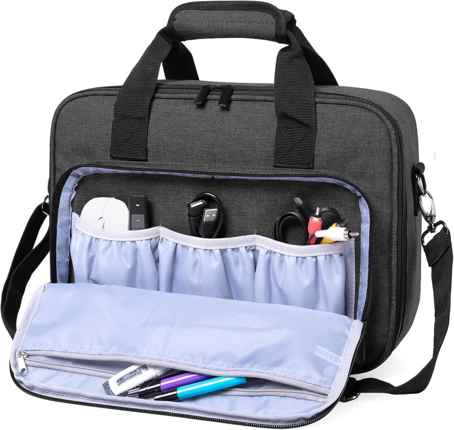 LUXJA Projector Case, Projector Bag with Accessories Storage Pockets (Compatible with Most Major Projectors), Medium(13.75 x 10.5 x 4.5 Inches), Black