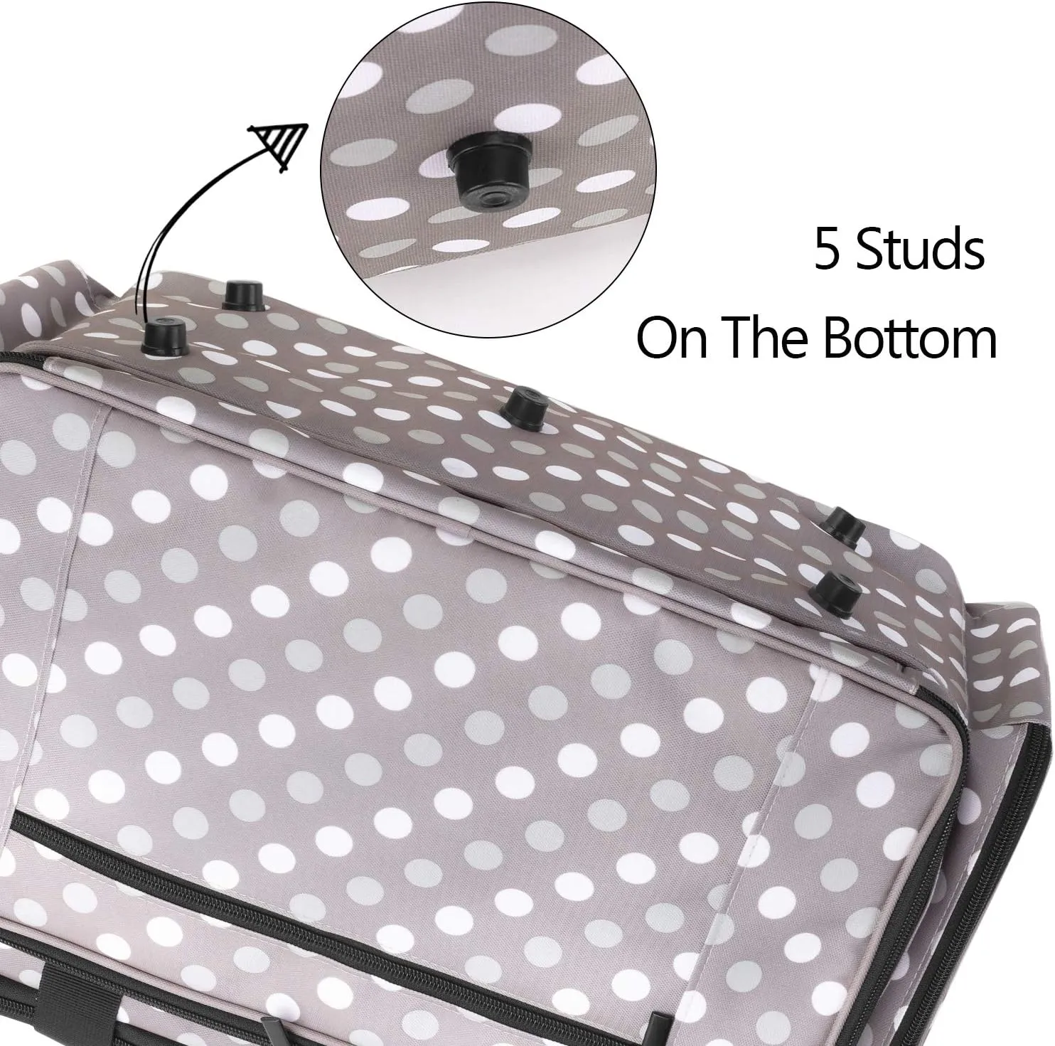 LUXJA Sewing Machine Case with Removable Padding Pad, Travel Case for Sewing Machine and Accessories (Fit for Most Standard Sewing Machines), Gray Dots (Bag Only)