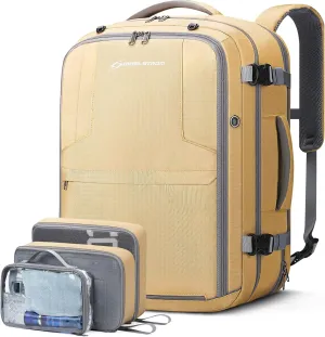 Maelstrom 40-50L Carry on Backpack,Large Travel Backpack for Men Women,17.3 Inch TSA Flight Approved Laptop Backpack with Hidden Shoe Bag, Expandable Suitcase Backpacks,father day gifts-Yellow