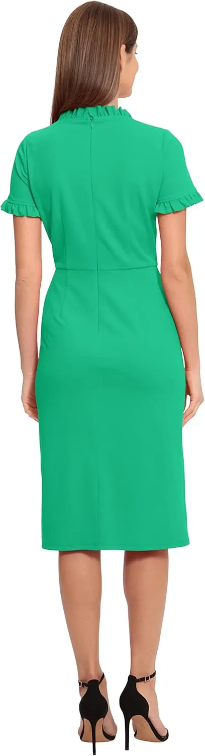 Maggy London Women's Ruffle Collar Slant Pocket Sheath Dress