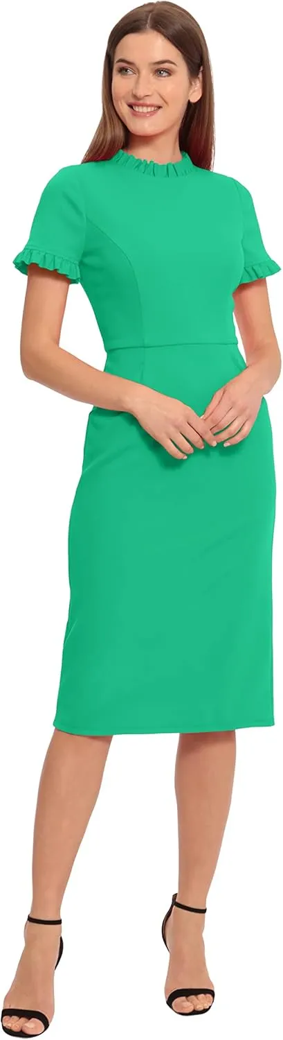 Maggy London Women's Ruffle Collar Slant Pocket Sheath Dress
