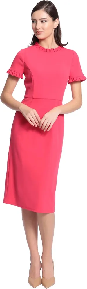 Maggy London Women's Ruffle Collar Slant Pocket Sheath Dress