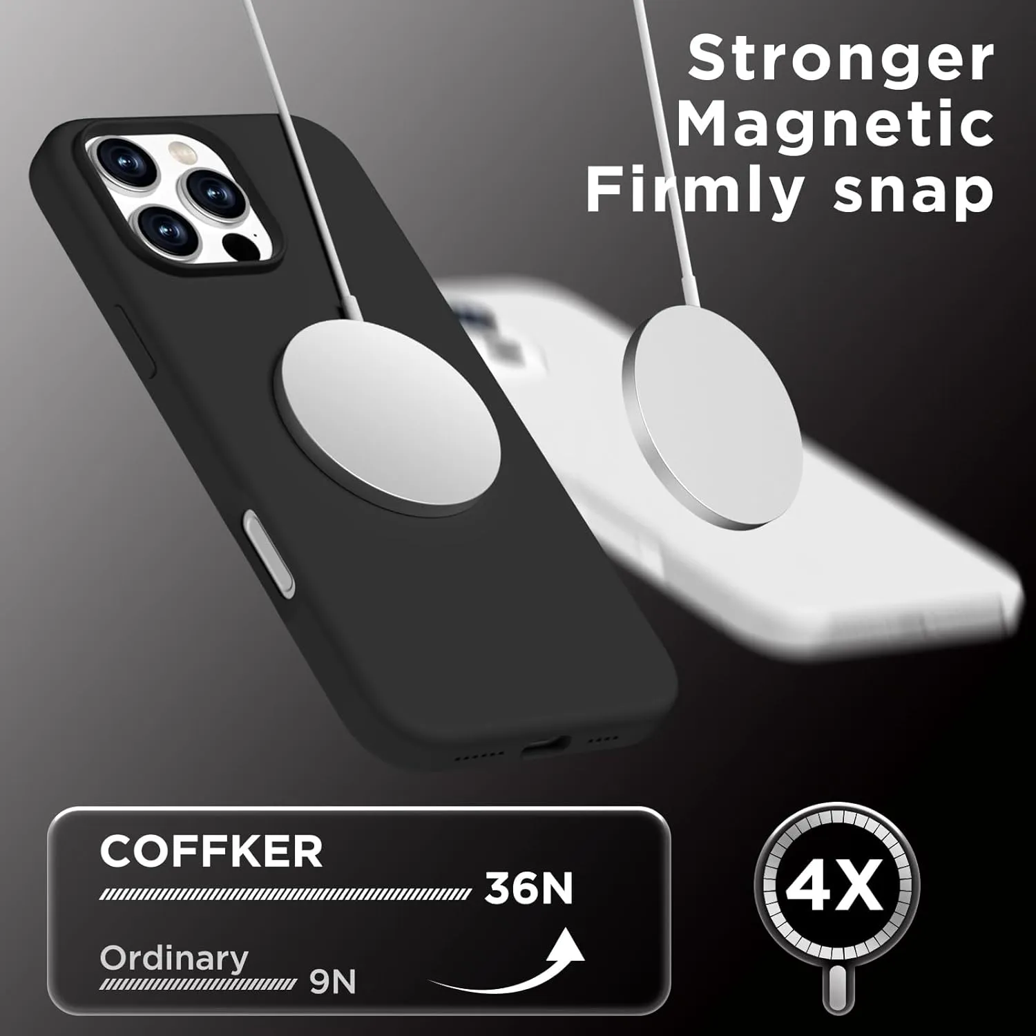 Magnetic for iPhone 16 Pro Max Case, Compatible with Magsafe, Suction Cup Phone Mount, [2 Screen Protectors][Camera Protector] Silicone Shockproof Protective Phone Cover 6.9", Black