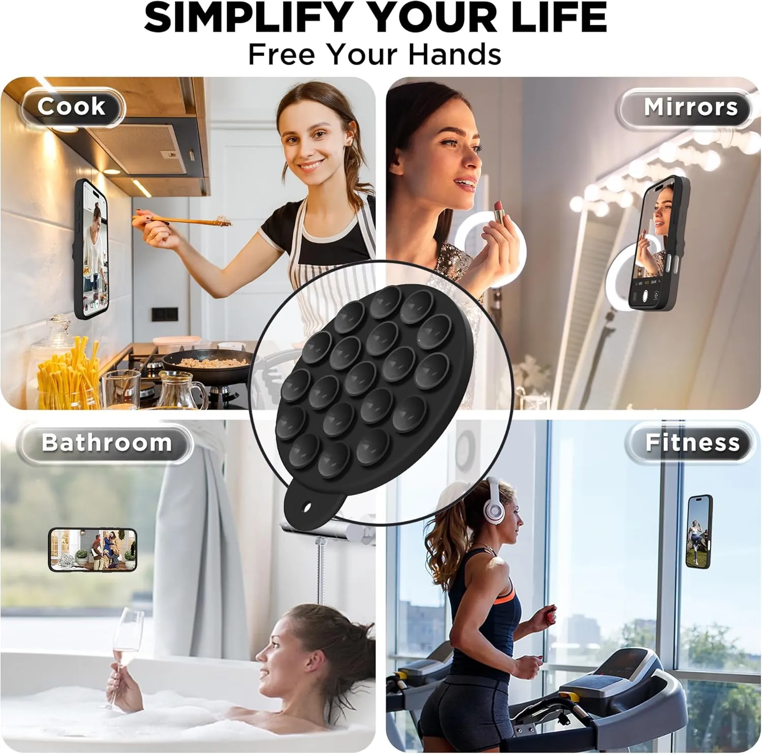 Magnetic for iPhone 16 Pro Max Case, Compatible with Magsafe, Suction Cup Phone Mount, [2 Screen Protectors][Camera Protector] Silicone Shockproof Protective Phone Cover 6.9", Black