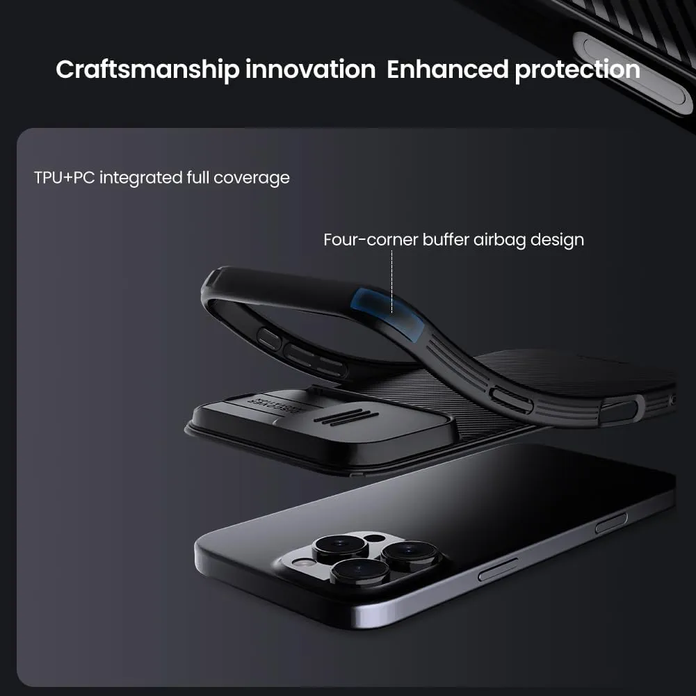 Mangix for iPhone 16 Pro Case with Camera Cover,Slim Fit Thin Polycarbonate Protective Shockproof Cover with Slide Camera Cover, Upgraded Case for Phone 16 Pro 6.3inch 2024 (Blue)