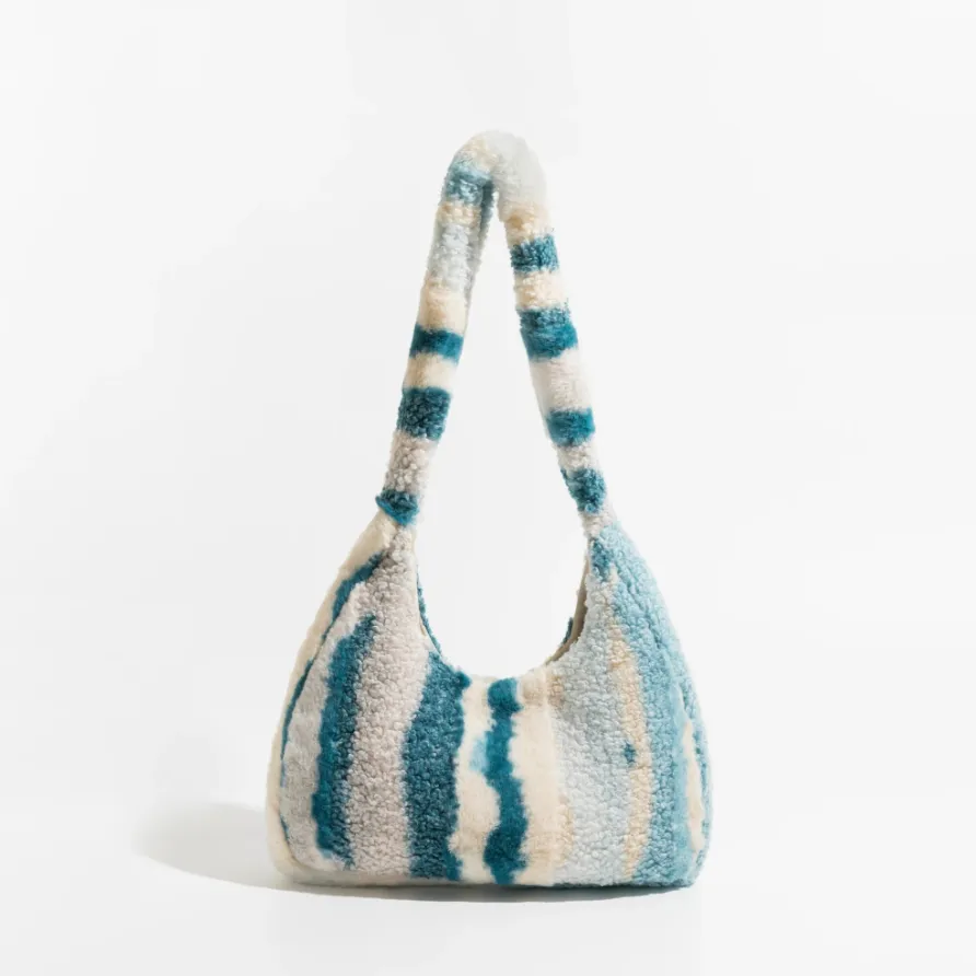 Marlena Tye Die Stripe Faux Fur Hobo Bag