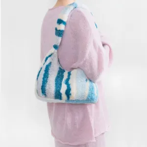 Marlena Tye Die Stripe Faux Fur Hobo Bag
