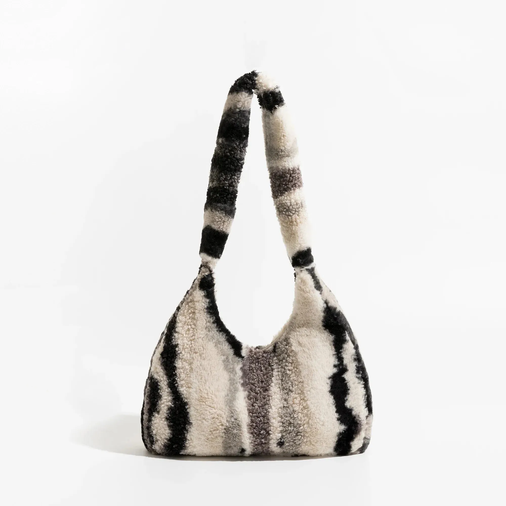 Marlena Tye Die Stripe Faux Fur Hobo Bag