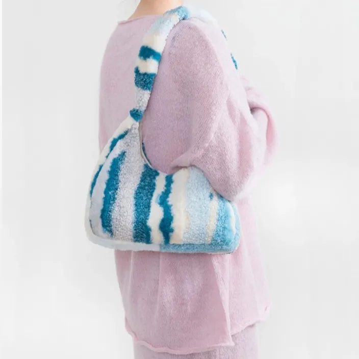 Marlena Tye Die Stripe Faux Fur Hobo Bag