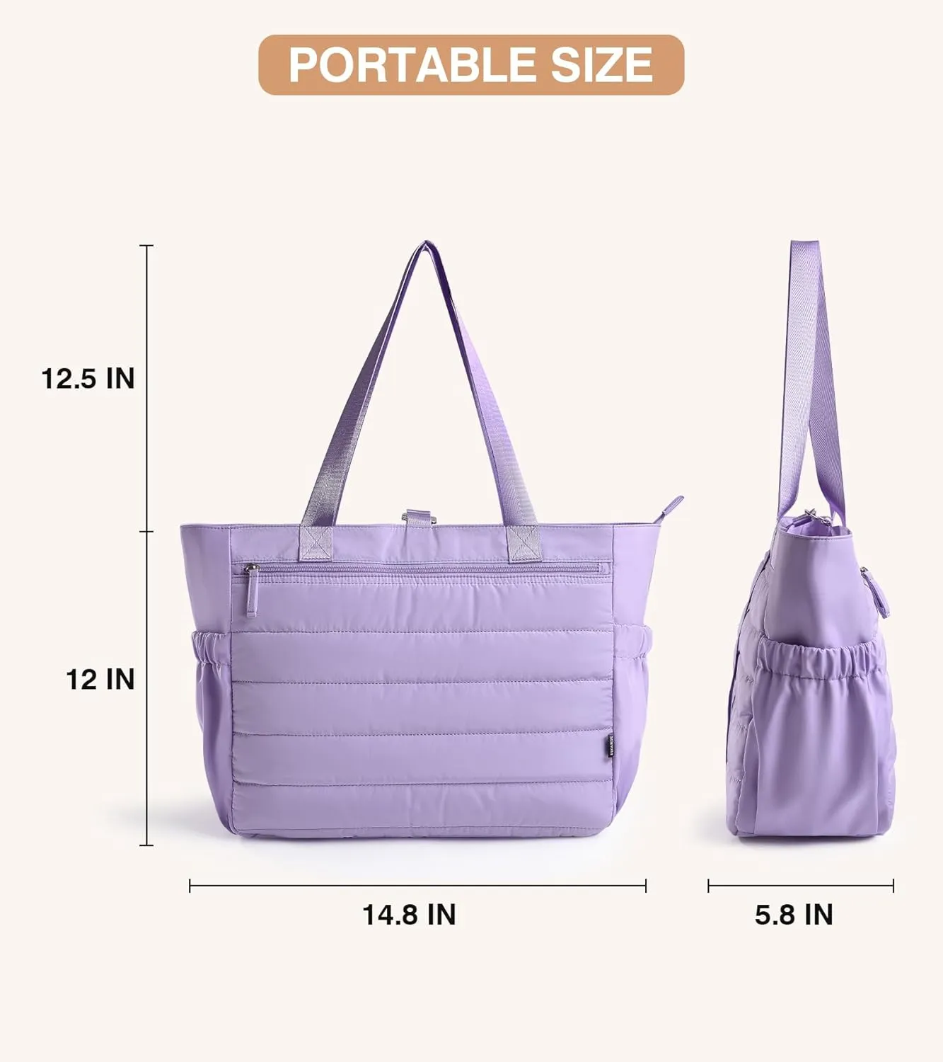 Marvolia Puffy Tote Bag for Women - Lightweight Gym Tote Handbags Quilted Travel Tote Bags with Zipper for Yoga Travel Work