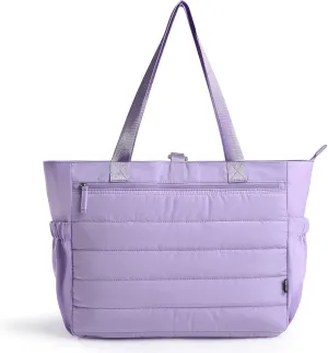 Marvolia Puffy Tote Bag for Women - Lightweight Gym Tote Handbags Quilted Travel Tote Bags with Zipper for Yoga Travel Work