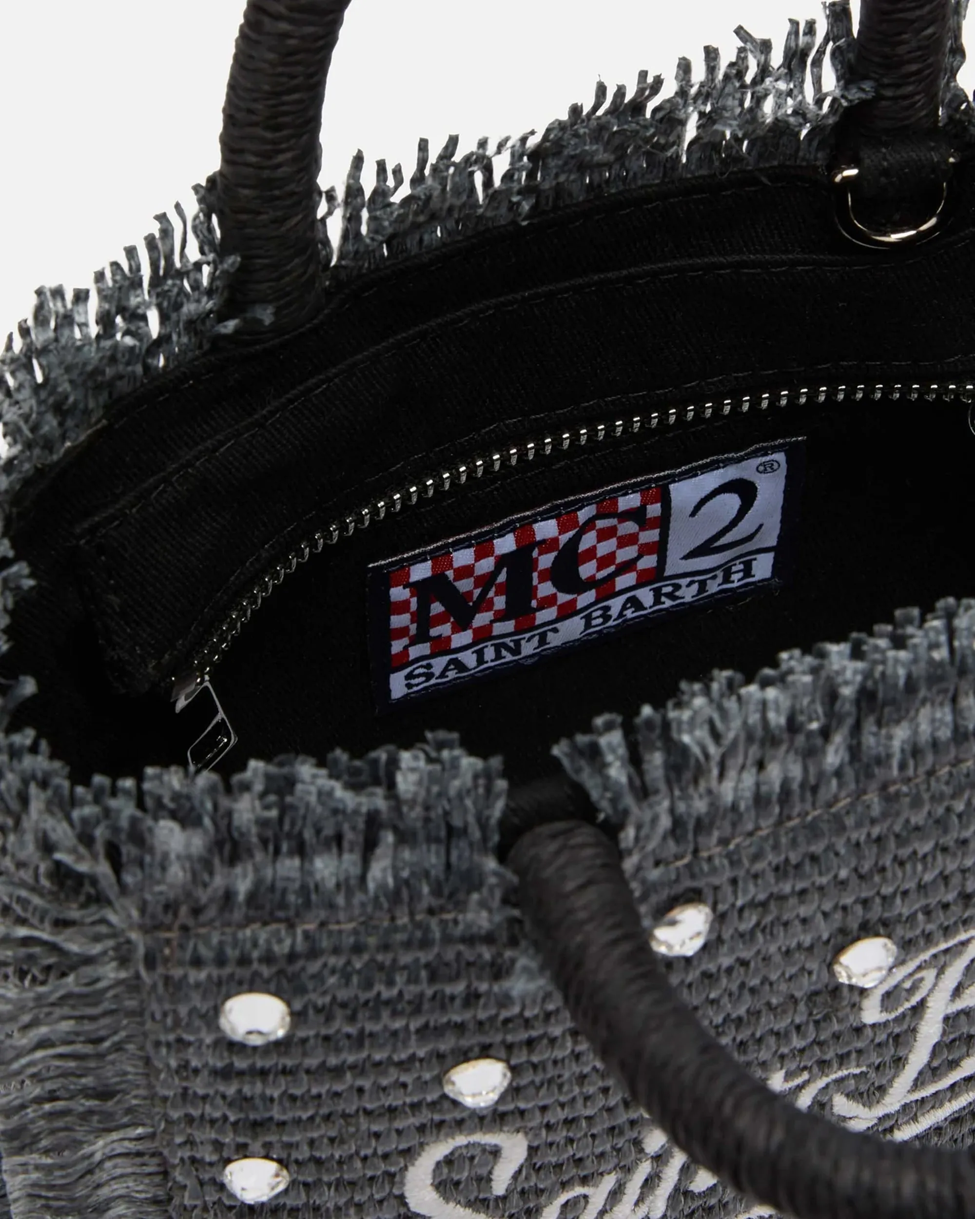 MC2 Saint Barth Borsa Mini Vanity Effetto Paglia Con Strass