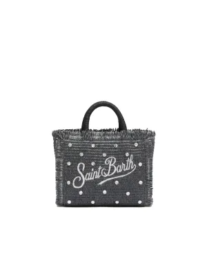 MC2 Saint Barth Borsa Mini Vanity Effetto Paglia Con Strass