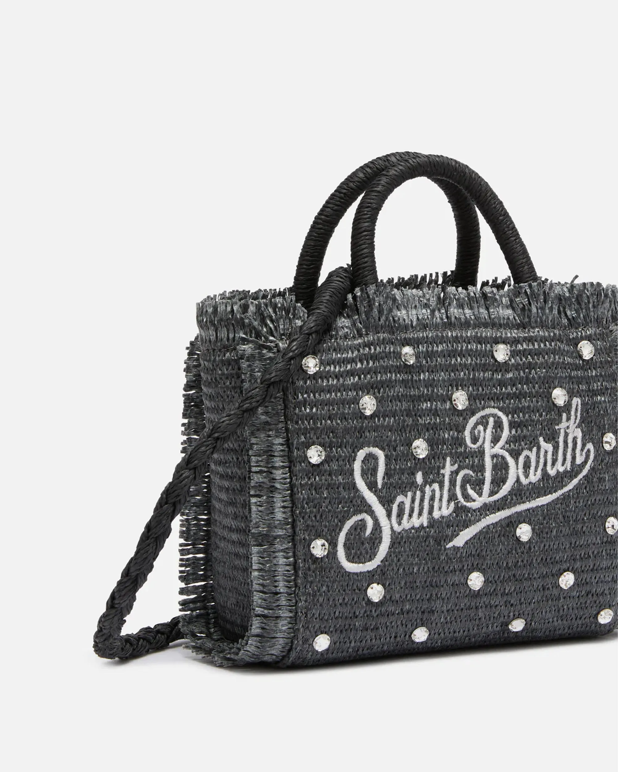 MC2 Saint Barth Borsa Mini Vanity Effetto Paglia Con Strass