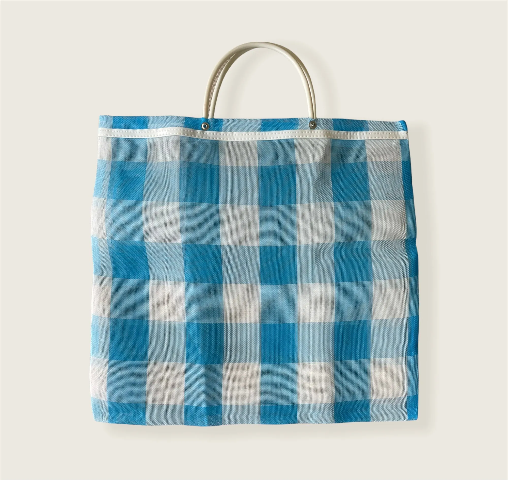 Medium Mexican Plastic Tote Beach Market Bag 14.5 x 15 in