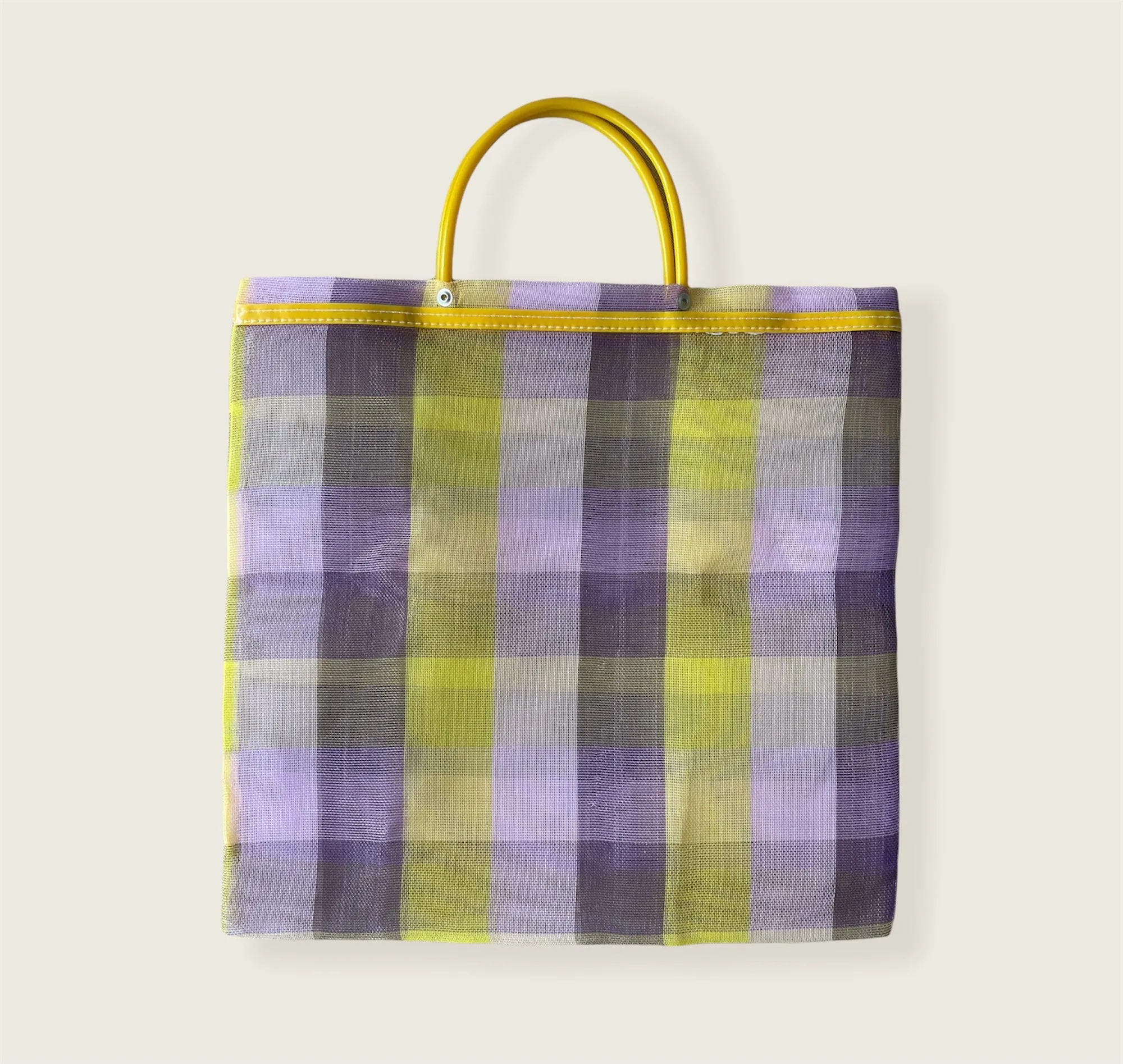 Medium Mexican Plastic Tote Beach Market Bag 14.5 x 15 in