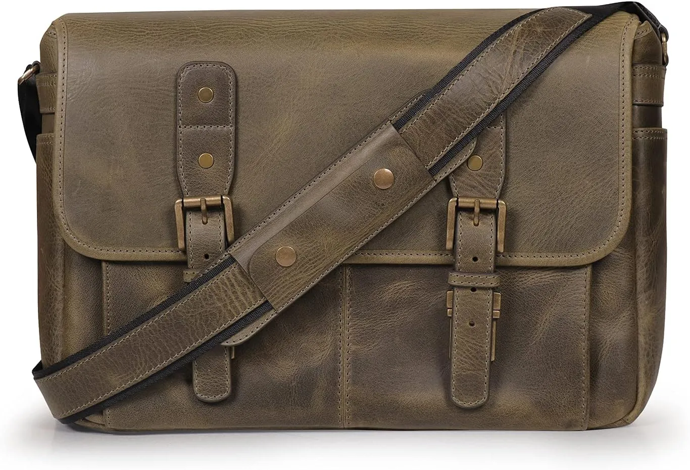 MegaGear Italian Leather Messenger Bag, Lightweight Unisex Business Briefcase Satchel Portfolio, Multi Compartment
