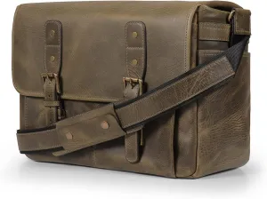 MegaGear Italian Leather Messenger Bag, Lightweight Unisex Business Briefcase Satchel Portfolio, Multi Compartment