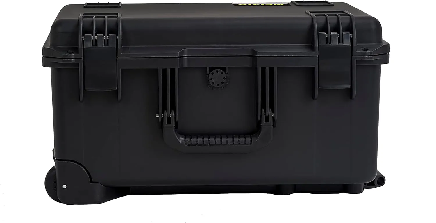 MEIJIA Portable All Weather Waterproof Rolling Hard Case,Camera Case with Customizable Fit Foam,Lightweight design with pull handle and wheels,21.2"x16"x10.51",Black