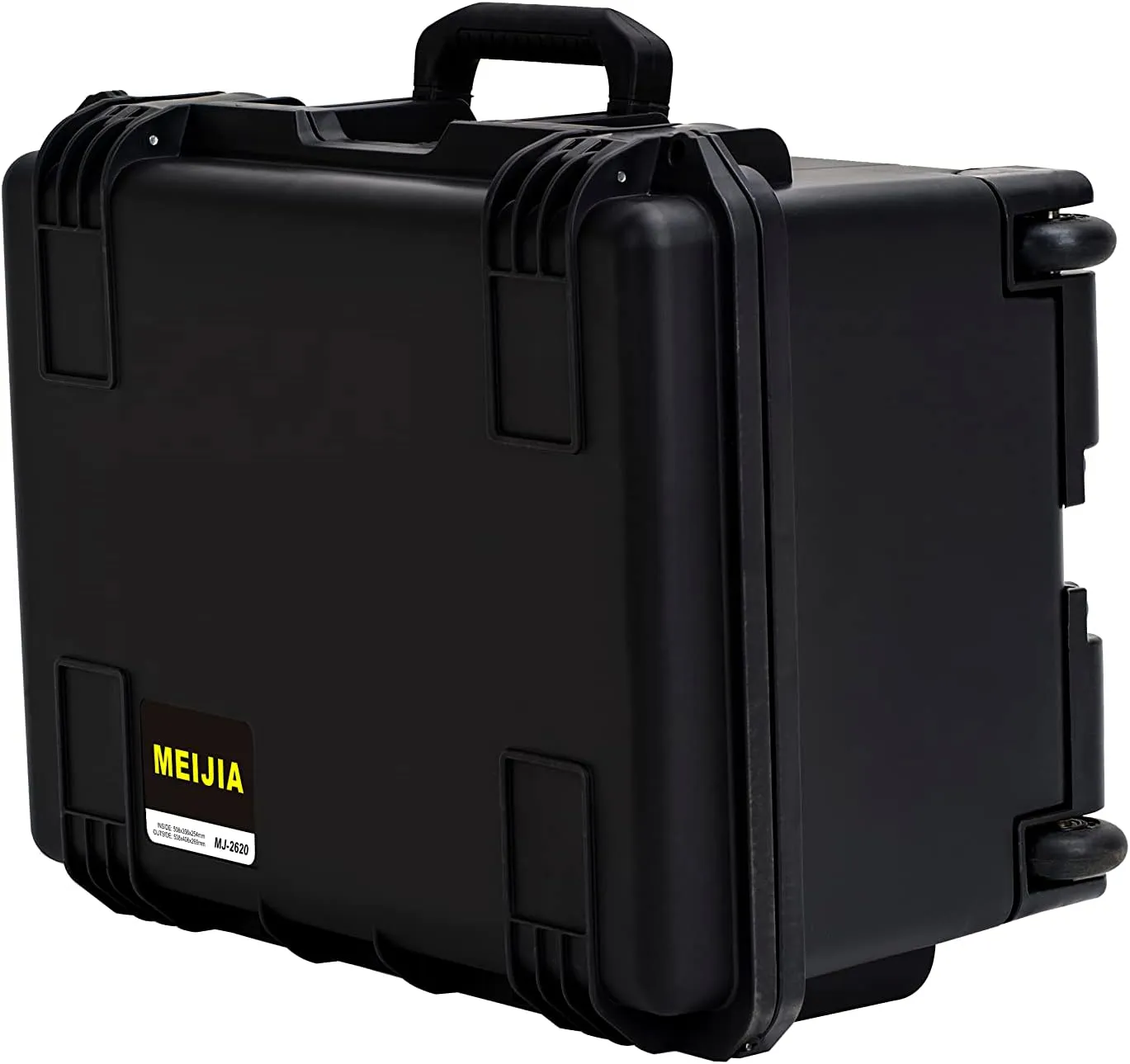 MEIJIA Portable All Weather Waterproof Rolling Hard Case,Camera Case with Customizable Fit Foam,Lightweight design with pull handle and wheels,21.2"x16"x10.51",Black