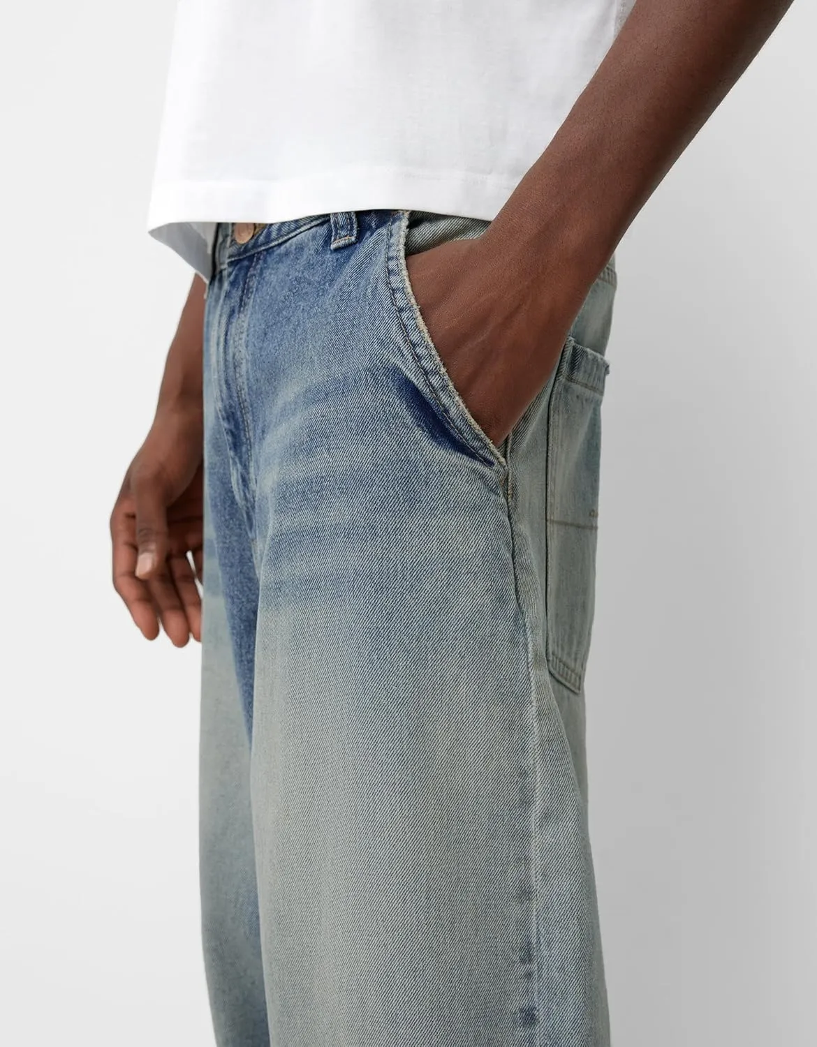 Men Grunge Jeans Vintage Baggy Wide Leg Hip Hop Skater Denim Pants Fashion Casual Loose Fit Trousers Streetwear