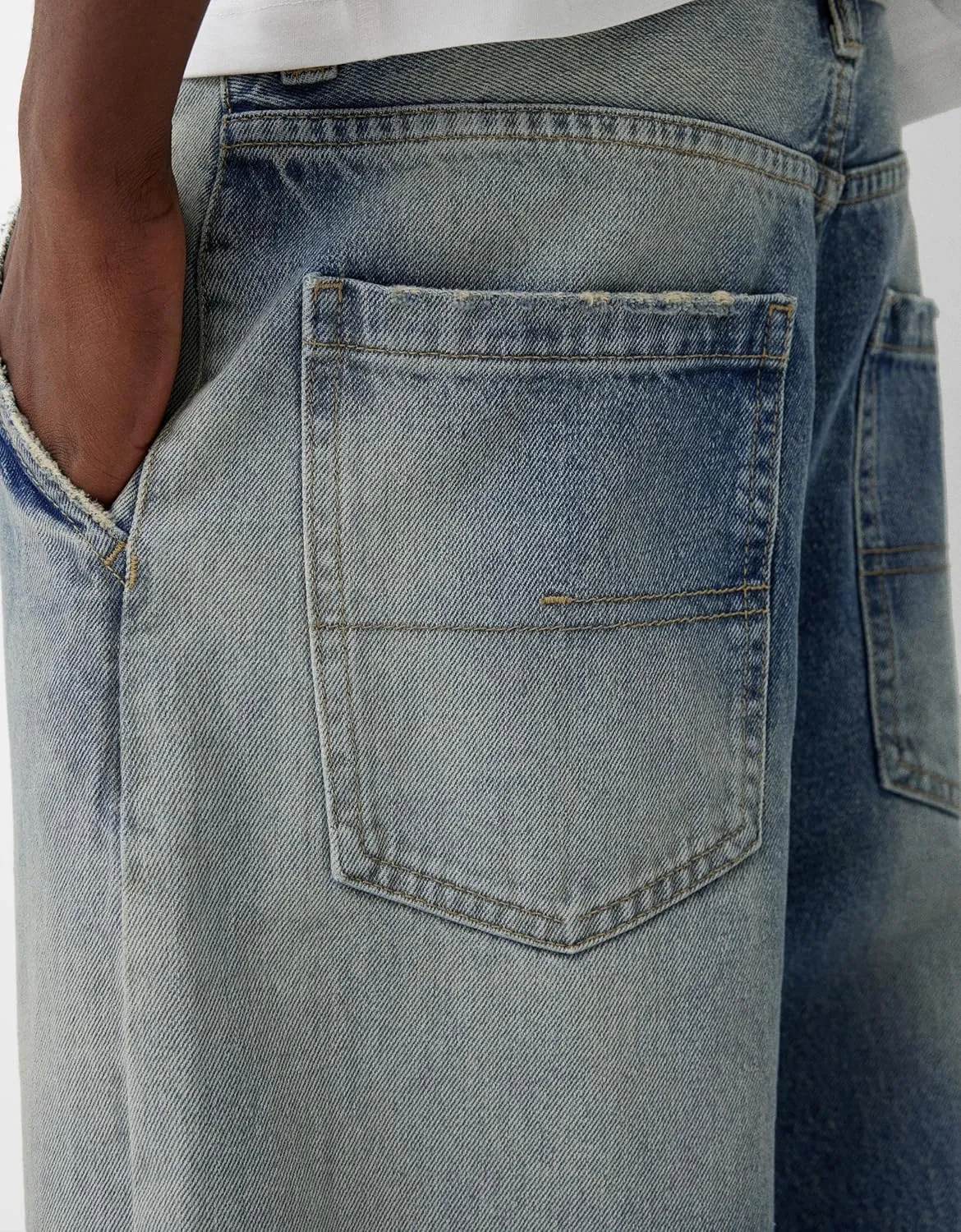 Men Grunge Jeans Vintage Baggy Wide Leg Hip Hop Skater Denim Pants Fashion Casual Loose Fit Trousers Streetwear