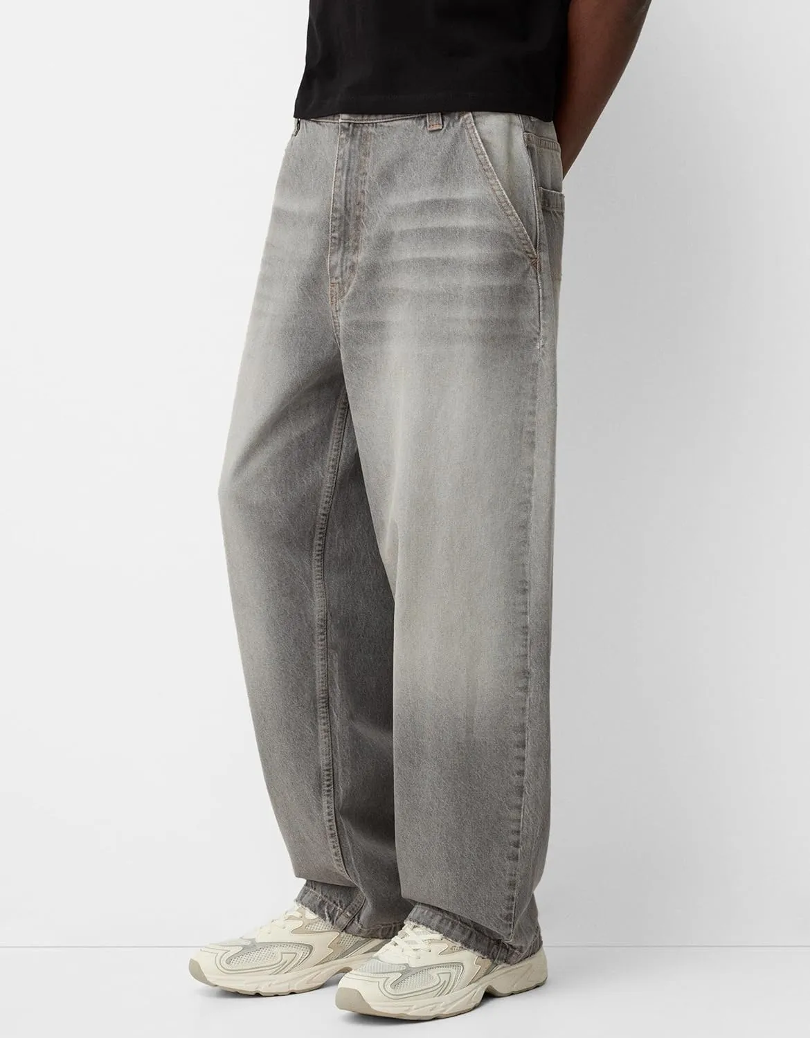 Men Grunge Jeans Vintage Baggy Wide Leg Hip Hop Skater Denim Pants Fashion Casual Loose Fit Trousers Streetwear
