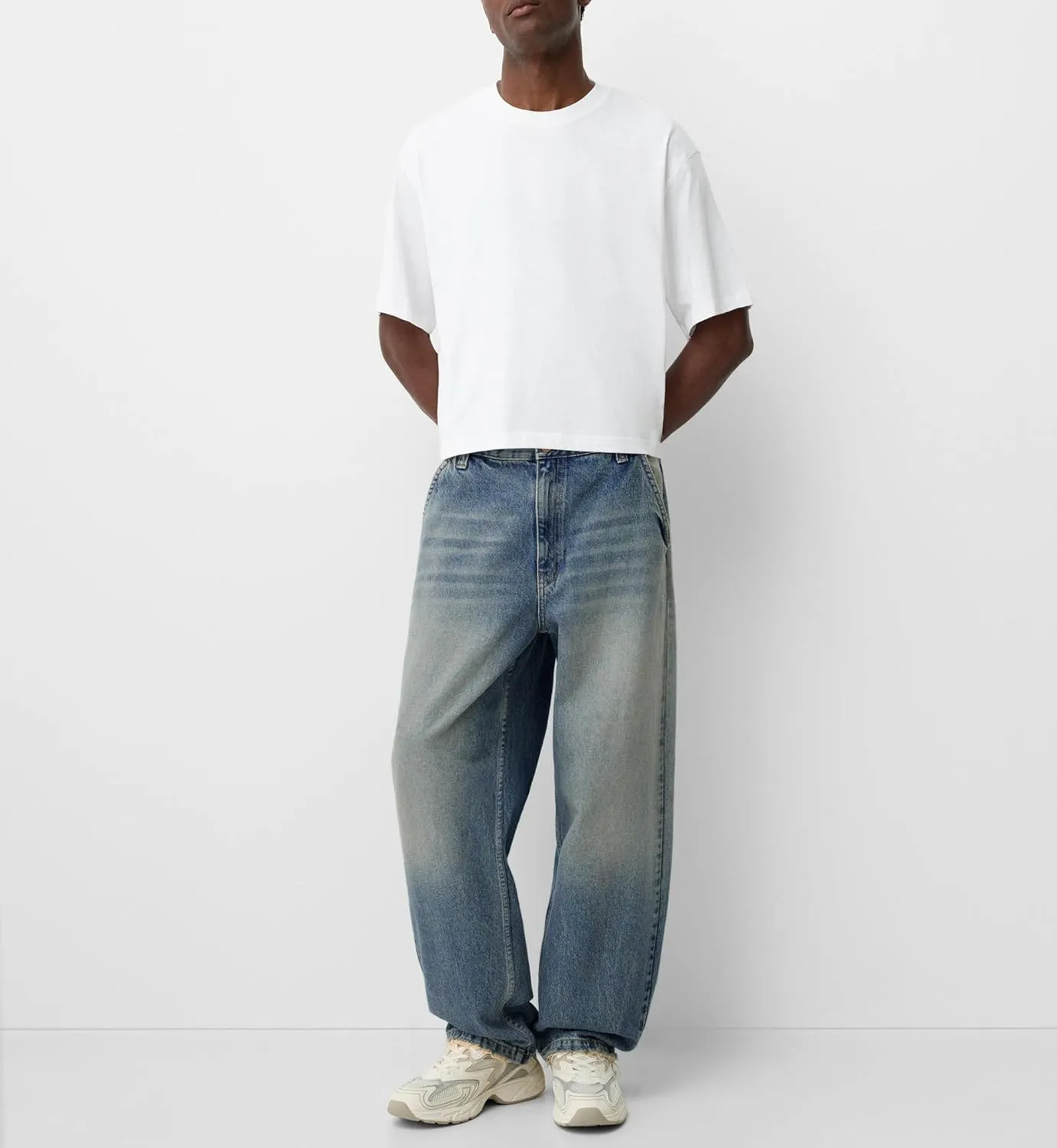 Men Grunge Jeans Vintage Baggy Wide Leg Hip Hop Skater Denim Pants Fashion Casual Loose Fit Trousers Streetwear