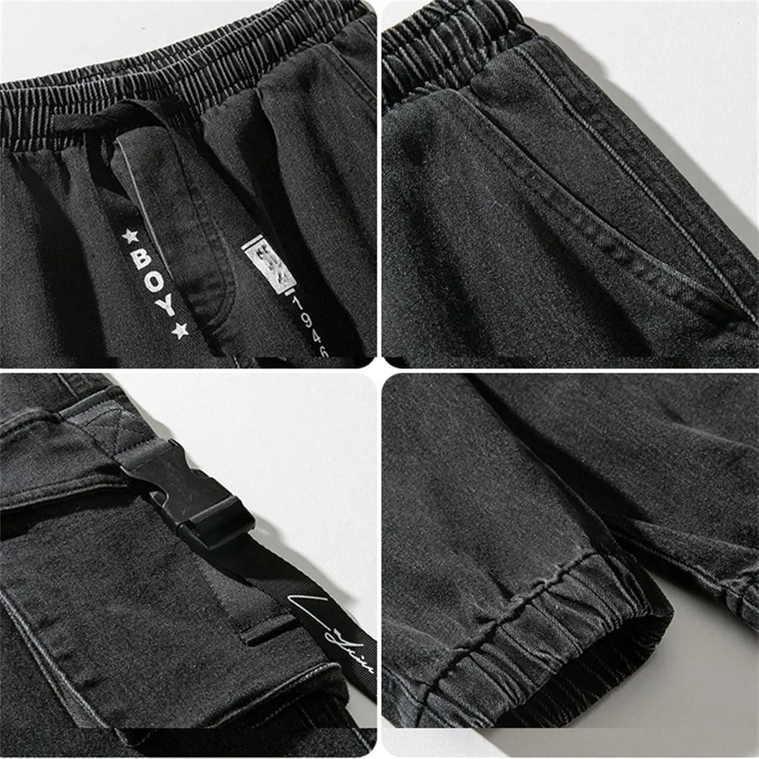 Men's Baggy Jeans Hip Hop Jeans Drawstring Multi Pocket Loose Jeans Fashion Dance Skater Skateboard Pants