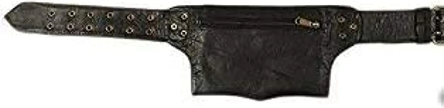 Mens Boys Vintage Leather Messenger Belt Sling Leather Utility Pouch Fanny Pack Messenger Waist Belt Gift for Men & Women (Black)